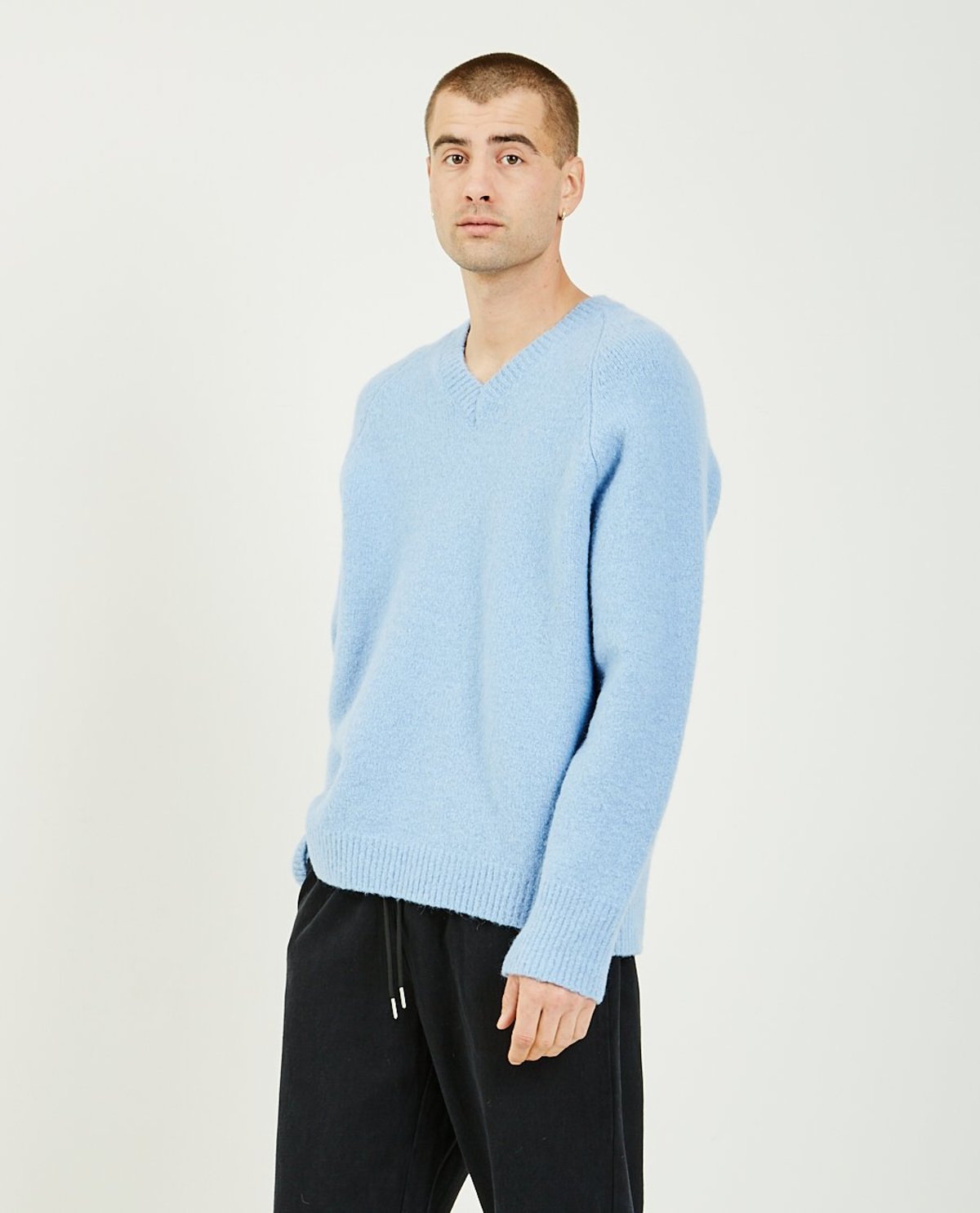 【OUR LEGACY】RUE V-NECK / Powder Blue Our Legacy V Neck Raglan Fuzzy - Baby Blue | Garmentory