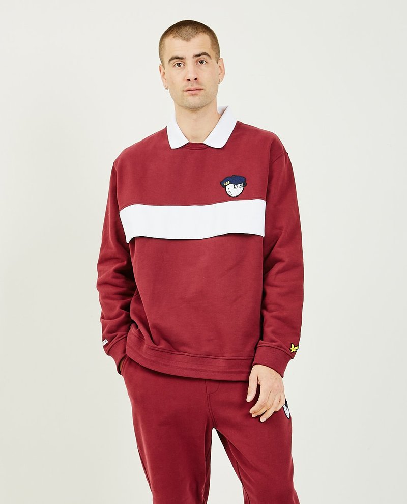 MALBON GOLF x Lyle & Scott Collar Sweater - Burgundy | Garmentory