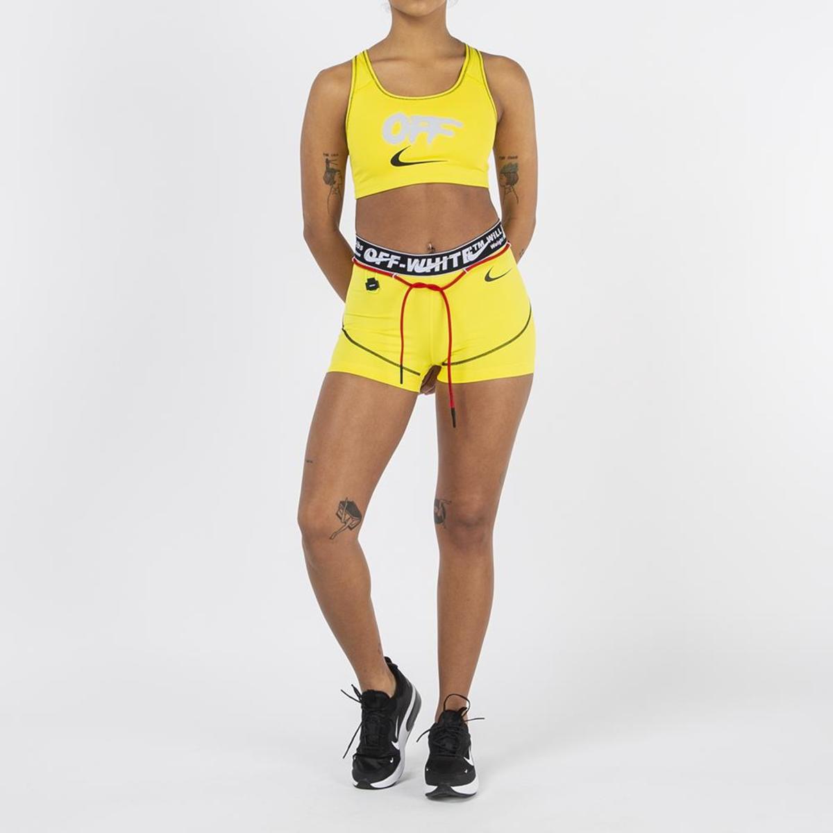 off white x nike yellow sports bra