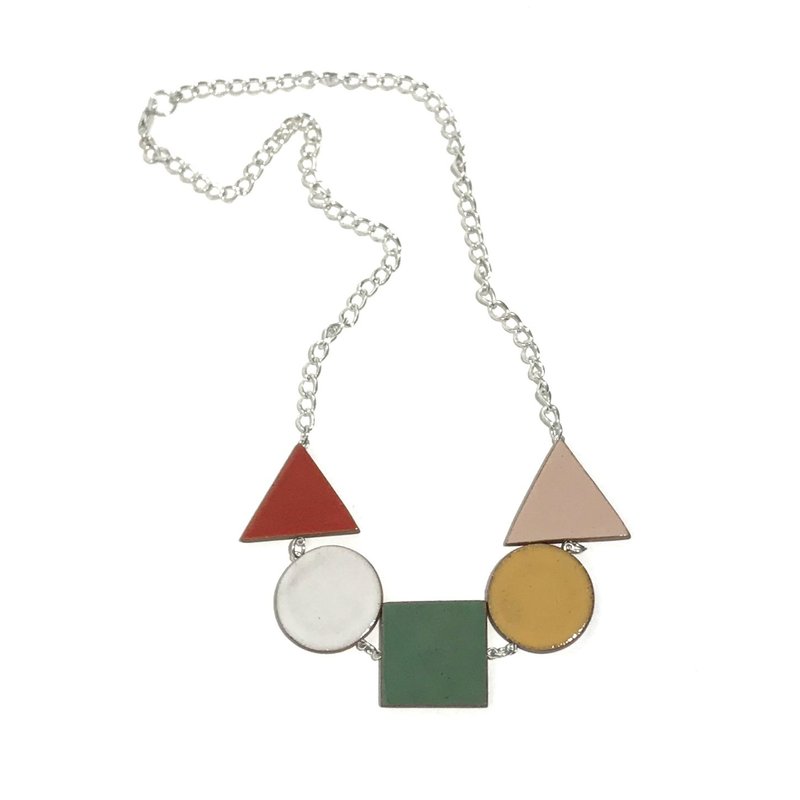 Julie Moon Multi Shape Multi Coloured Necklace Silver Garmentory