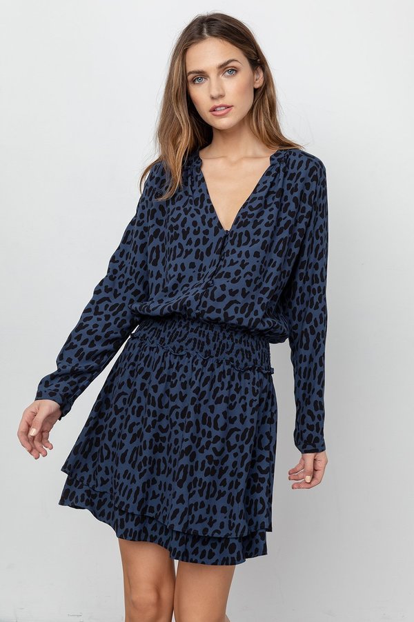 blue leopard print mini dress JULIANNA DRESS