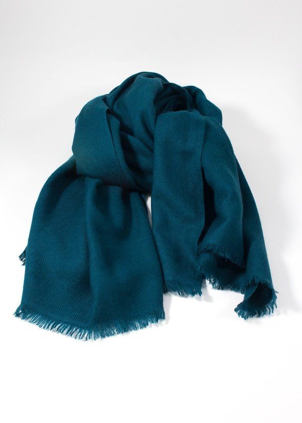 Iris DELRUBY Plain Twill Cashmere Scarf - Petrol