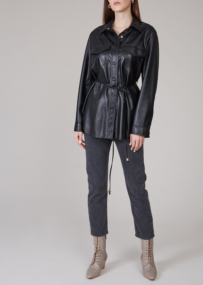 NANUSHKA Eddy vegan leather shirt - black | Garmentory
