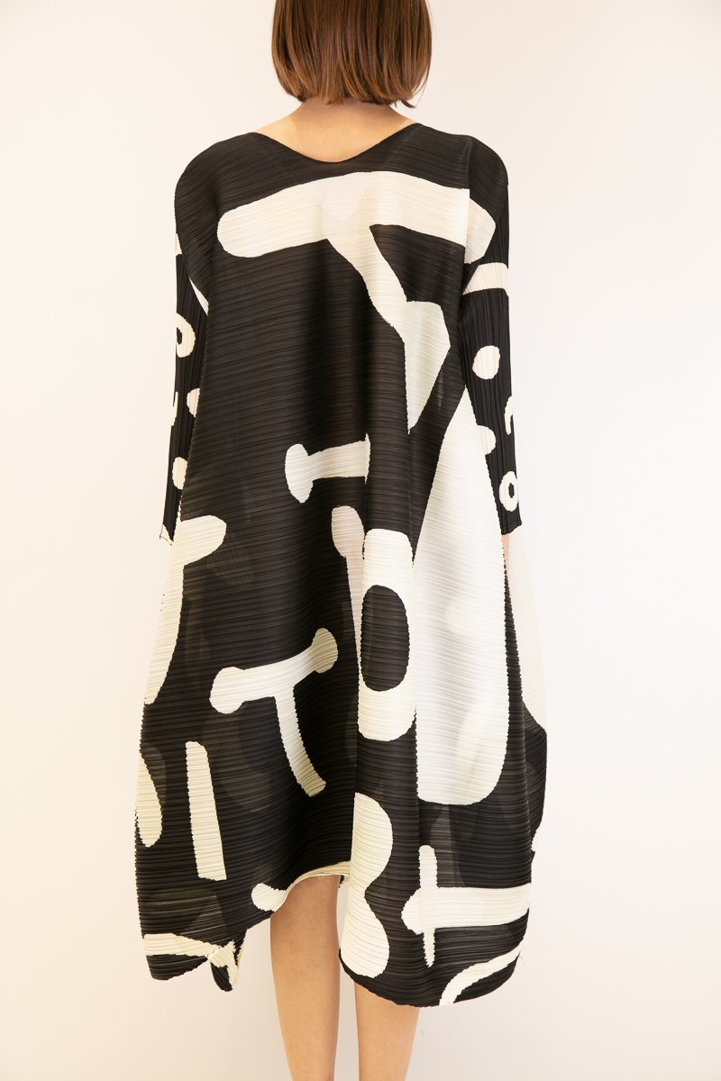 Pleats Please Issey Miyake Pause Dress - Black/White
