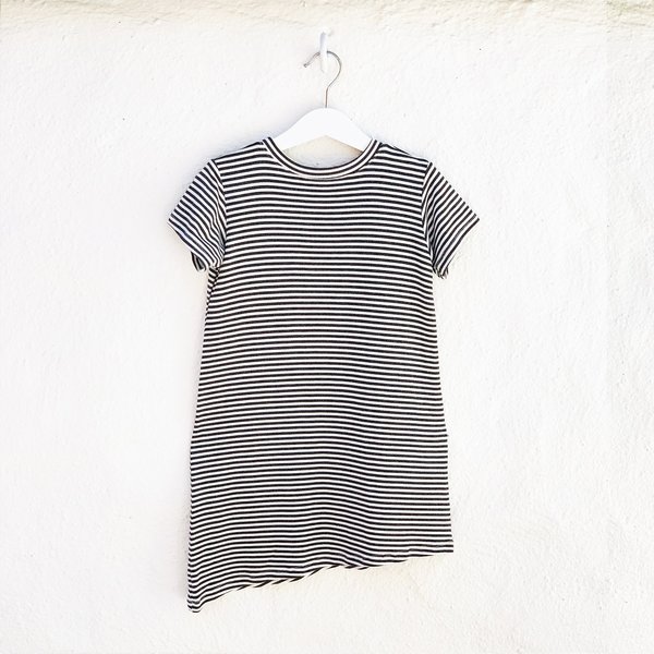 Kids Bash+Sass Asymmetric T-shirt Dress - Black/White Stripes Kids Bash+Sass Asymmetric T-shirt Dress - Black/White Stripes