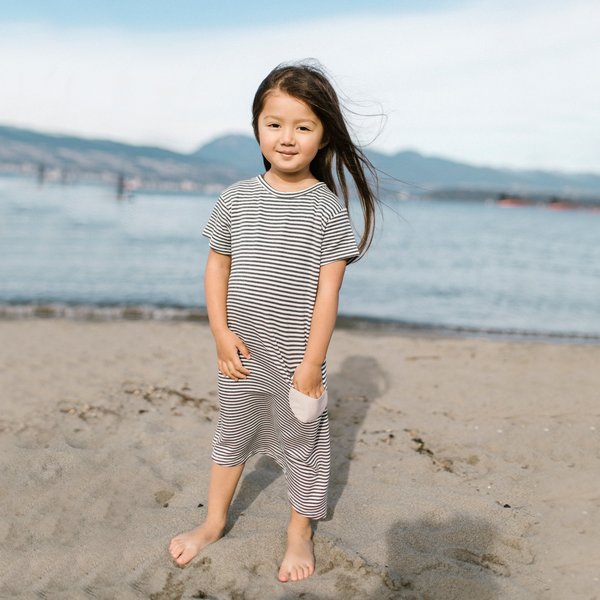 Kids Bash+Sass Asymmetric T-shirt Dress - Black/White Stripes Kids Bash+Sass Asymmetric T-shirt Dress - Black/White Stripes