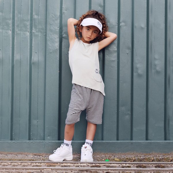 Kids Unisex Bash+Sass Hammer Shorties - Black/White Stripes Kids Unisex Bash+Sass Hammer Shorties - Black/White Stripes