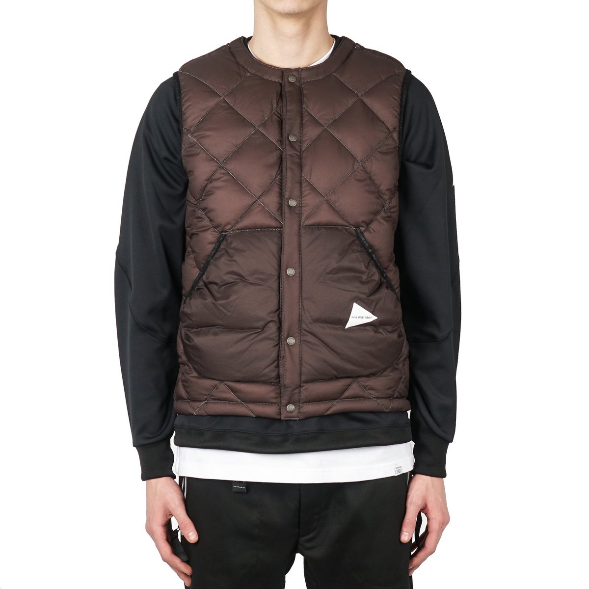 【S$ Diamond Dollar Collection】Exposed Stitch Diamond Dollar Logo Vest - WHITE-GRAY Pattern