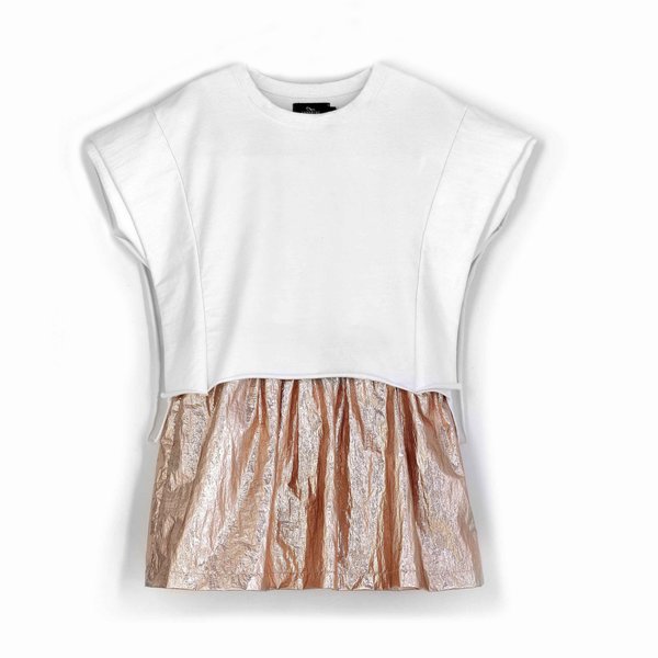 kids andorine two tone dress - white/gold kids andorine two tone dress - white/gold
