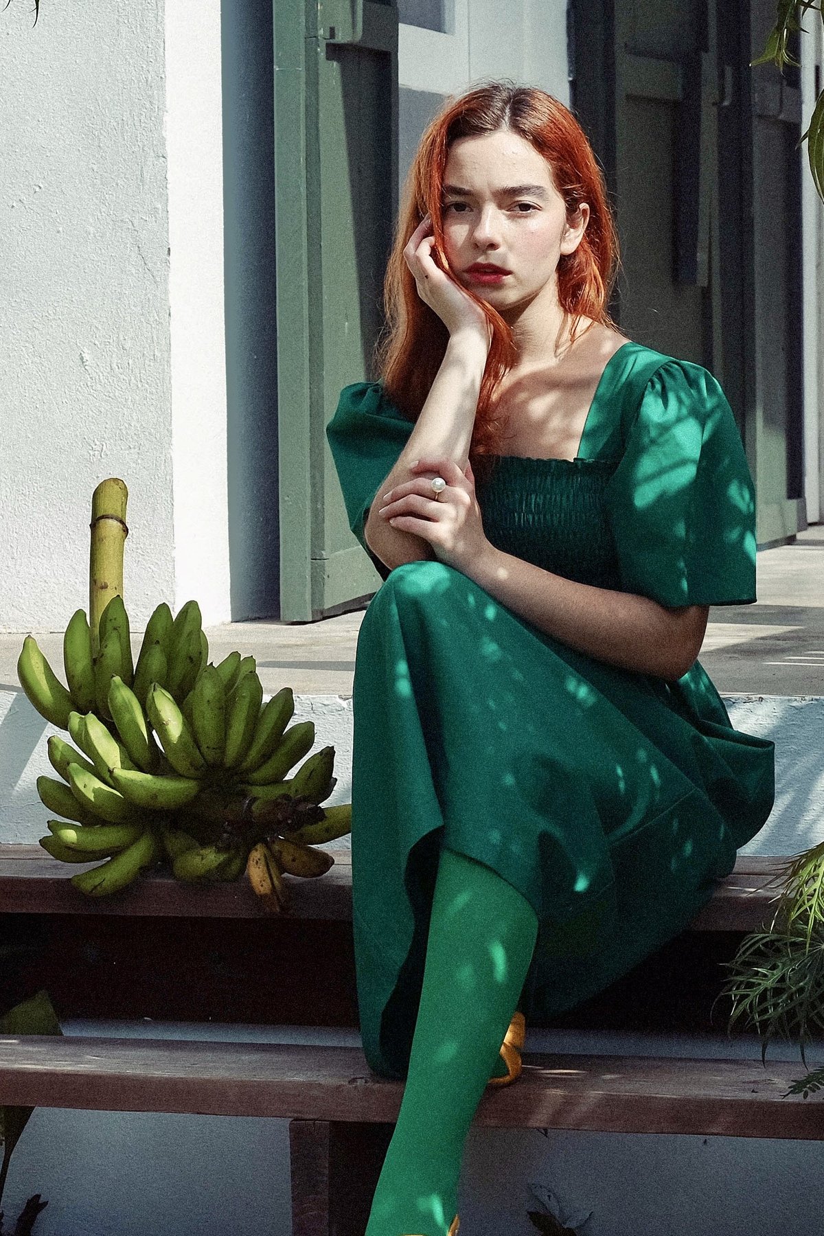 Lisa Says Gah Toni Midi Dress - Emerald | Garmentory Lisa Says Gah Toni Midi Dress - Emerald | Garmentory