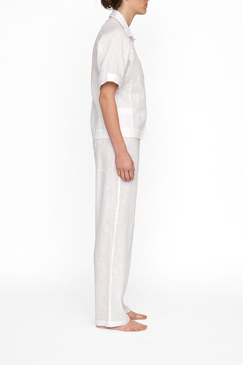 The Sleep Shirt Raglan Pyjama Top in White Linen The Sleep Shirt Raglan Pyjama Top in White Linen