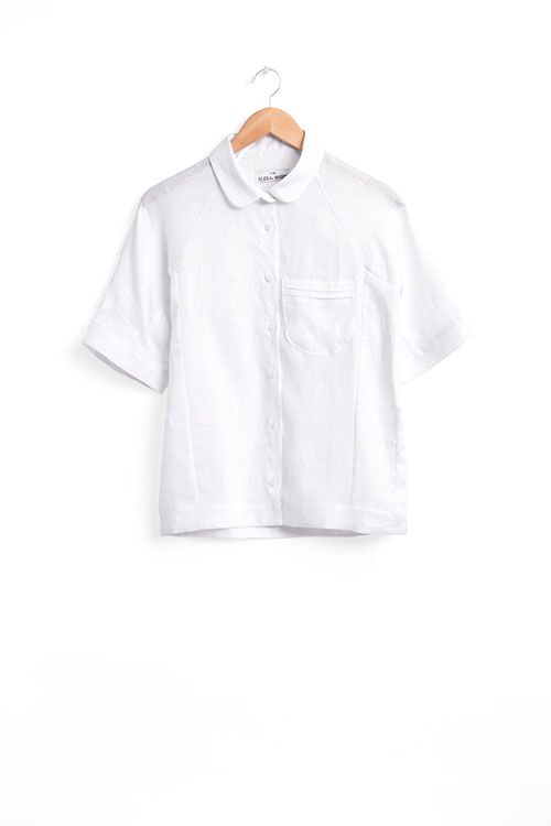The Sleep Shirt Raglan Pyjama Top in White Linen The Sleep Shirt Raglan Pyjama Top in White Linen