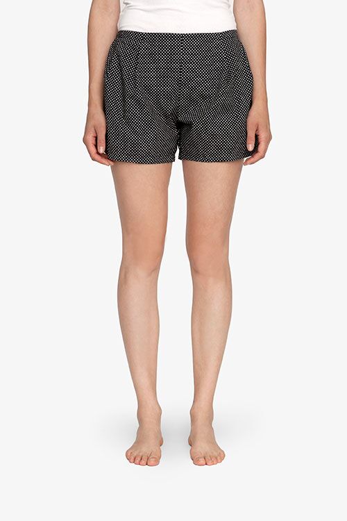 The Sleep Shirt Pleat Short Black Polka Dot The Sleep Shirt Pleat Short Black Polka Dot
