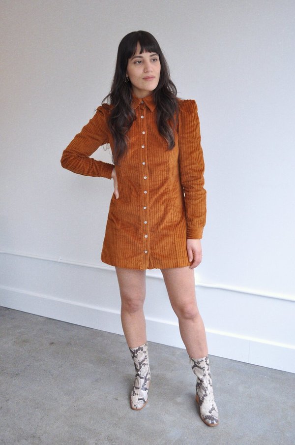 Cocobolo Chelsea Corduroy Mini Dress - Brown | Garmentory Cocobolo Chelsea Corduroy Mini Dress - Brown | Garmentory
