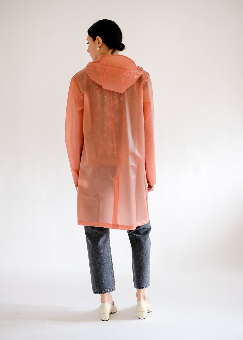 Rains Transparent Hooded Coat Foggy Coral Garmentory