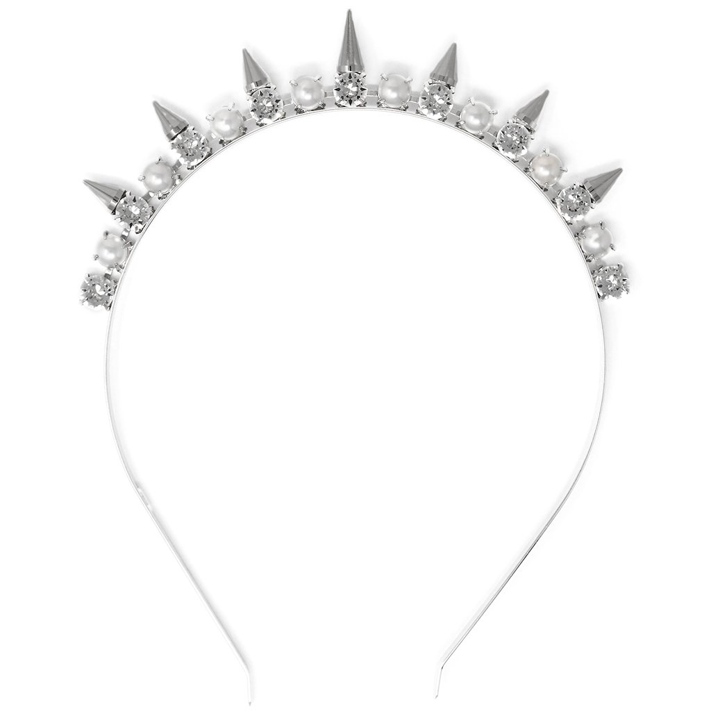 Joomi Lim Pearl, Crystal & Spike Headband - Rhodium/Crystal  display picture 1