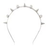 Joomi Lim Spike & Pearl Headband - Rhodium/White - Thumbnail 1