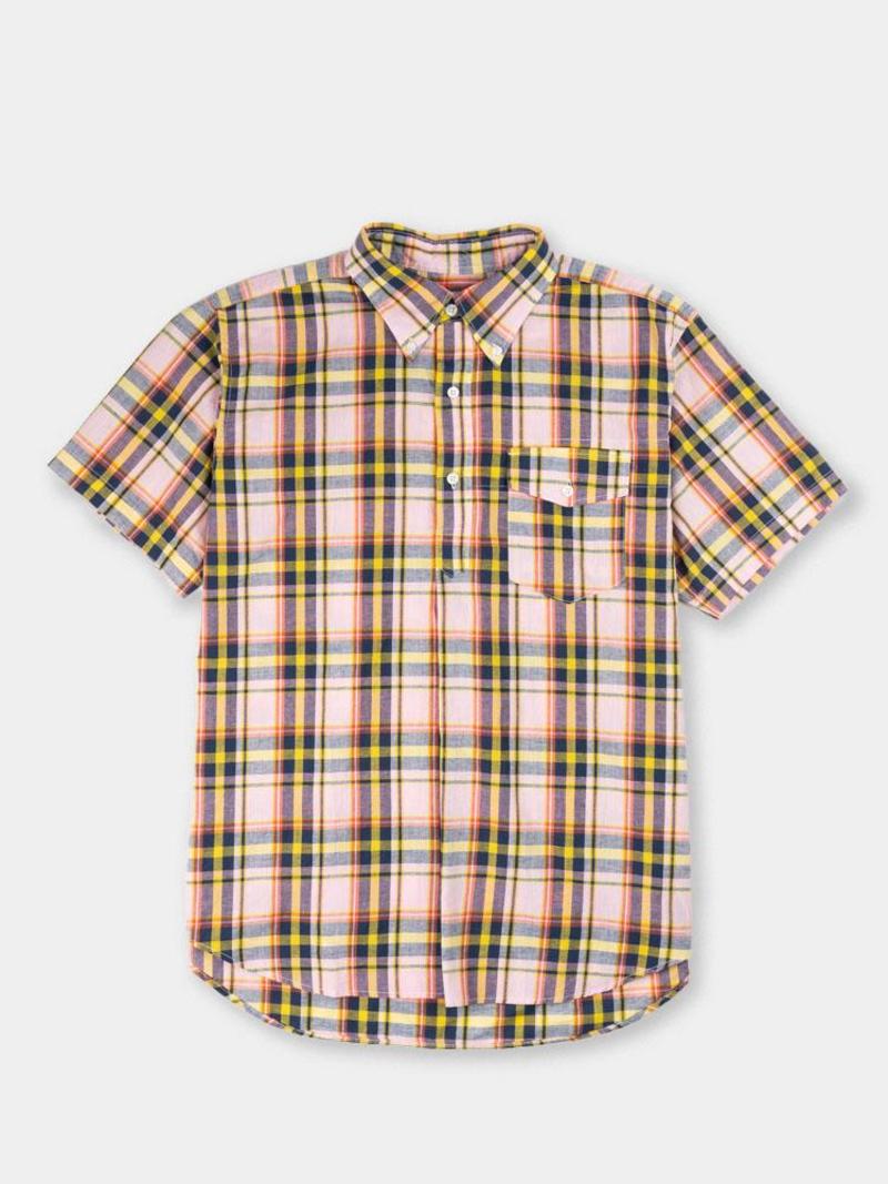 Engineered Garments Popover Button Down Shirt - Pink / Yellow
