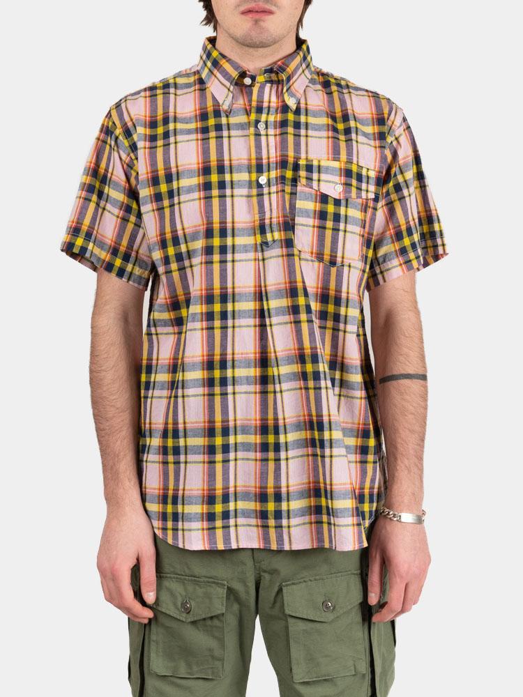 Engineered Garments Popover Button Down Shirt - Pink / Yellow