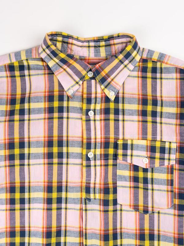 Engineered Garments Popover Button Down Shirt - Pink / Yellow