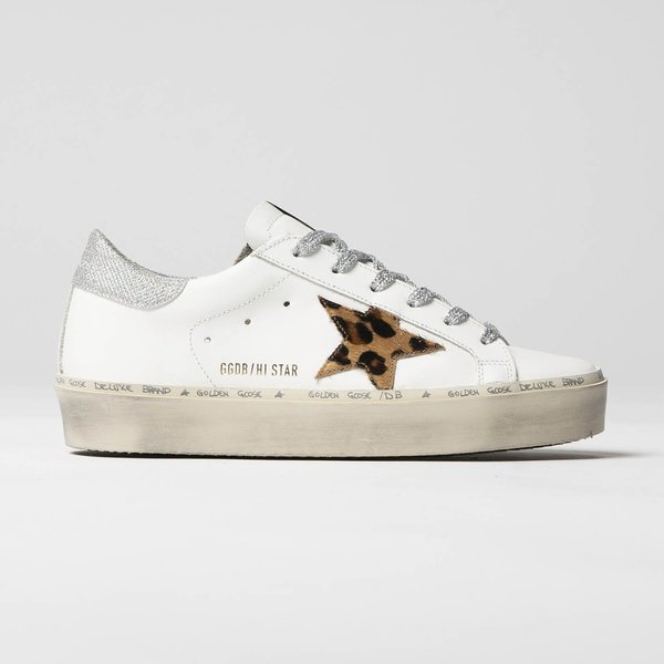 Golden Goose Sneakers Hi Star - White | Silver | Leopard