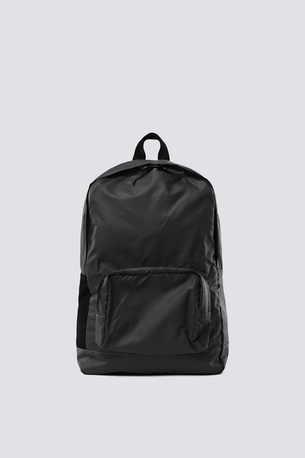 rains ultralight backpack Mini, Black Waterproof Laptop Bag for Women and Men, Small | Small waterproof backpack in black with a 15 in laptop pocket, flap, and carabiner Rain Cove Rains Waterproof Clip Front Backpack