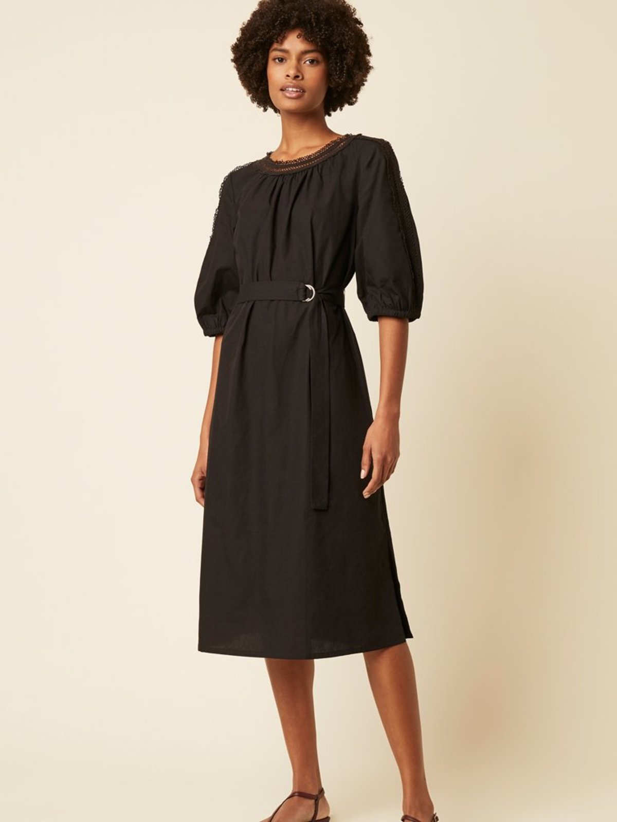 Great Plains Iva Cotton Dress - Black - Image 1 of 4