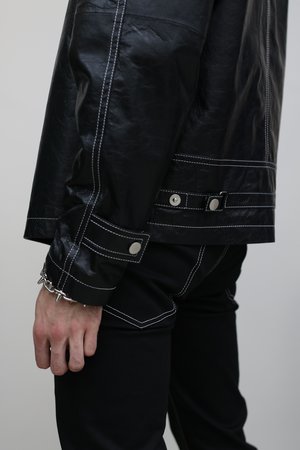 Nomenklatura Studio Lamb Leather V-Neck Blouson - Black Nomenklatura Studio Lamb Leather V-Neck Blouson - Black