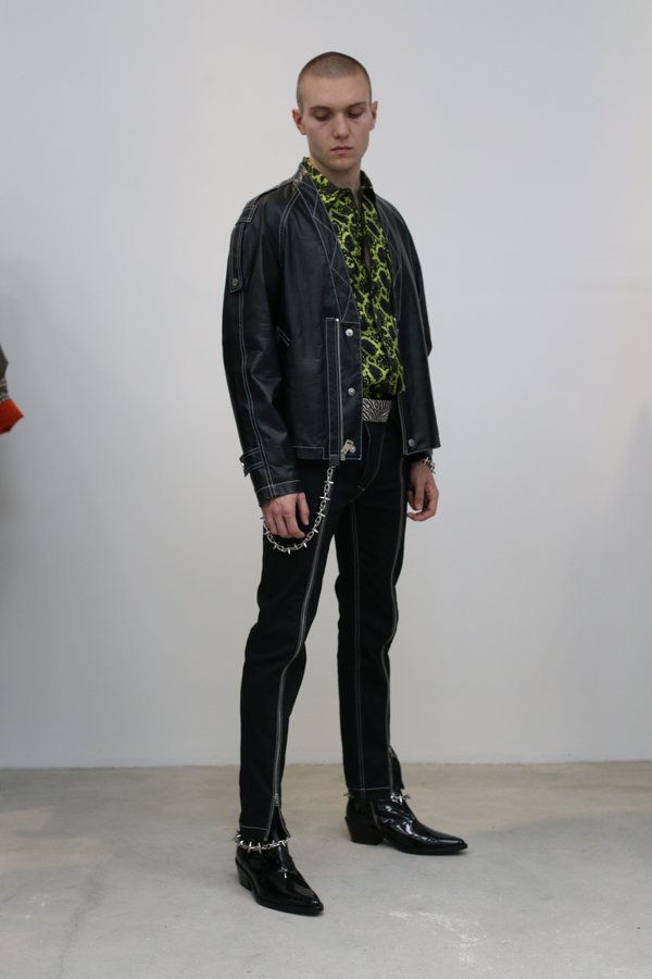 Nomenklatura Studio Lamb Leather V-Neck Blouson - Black Nomenklatura Studio Lamb Leather V-Neck Blouson - Black