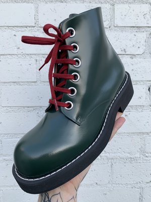 red lace combat boots