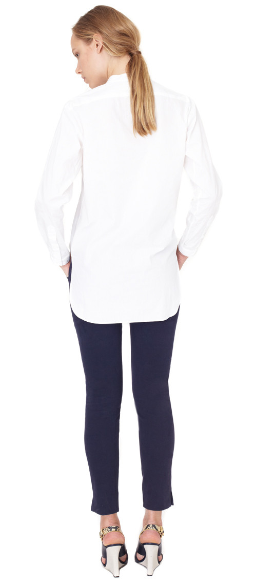 Apiece Apart Augustina White Collarless Shirt Apiece Apart Augustina White Collarless Shirt
