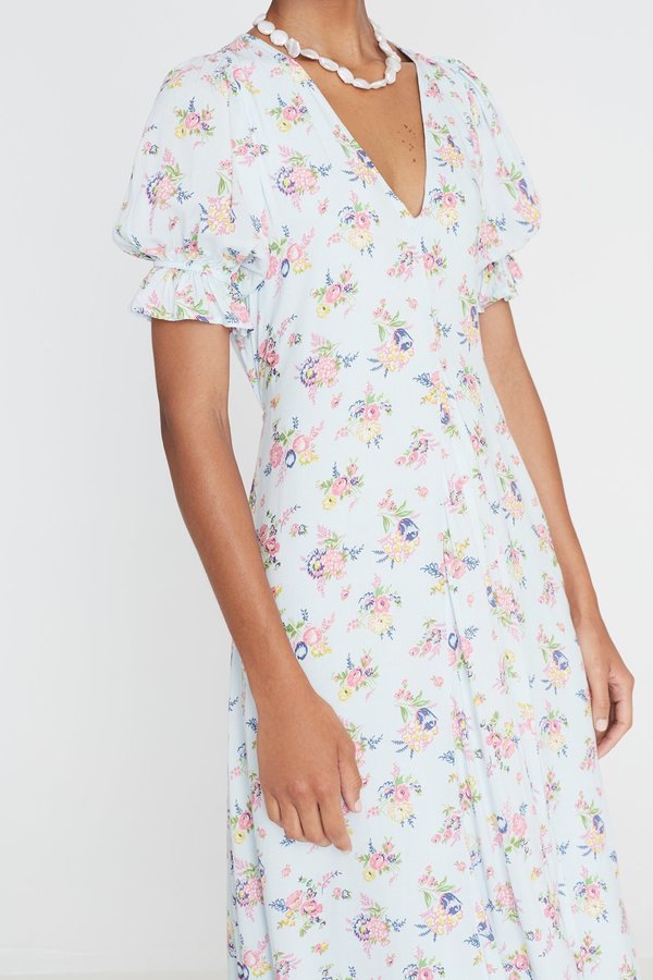 Faithfull The Brand Maggie Midi Dress - Juliette Floral Blue