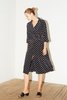 Datura Polka Silk Long Shirt Dress - Polka - Thumbnail 3