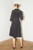 Datura Polka Silk Long Shirt Dress - Polka - Thumbnail 4
