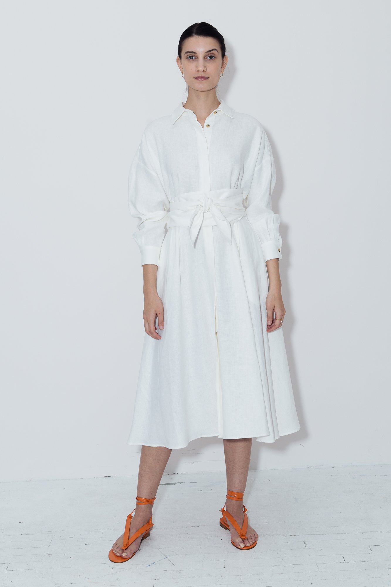 long white linen dress