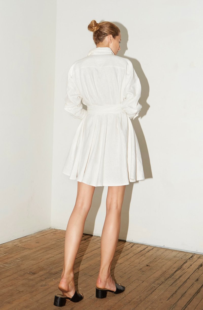 Datura Linen Short Shirt Dress - White