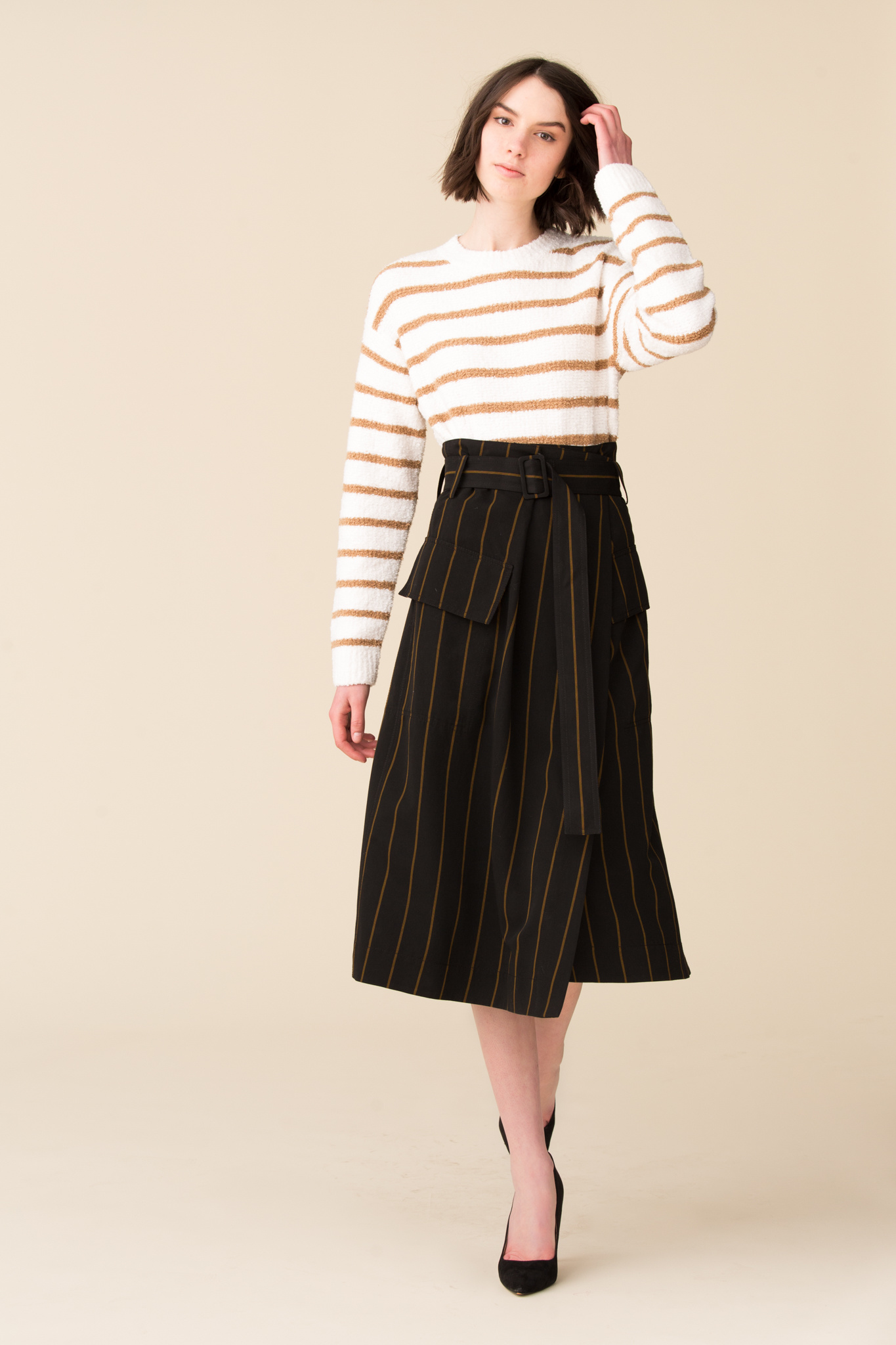 belted utility skirt