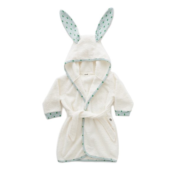 kids Oeuf Bunny with Leek Print Robe - White kids Oeuf Bunny with Leek Print Robe - White