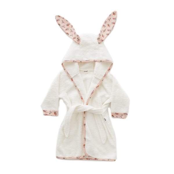 kids Oeuf Bunny with Small Flower Robe - White kids Oeuf Bunny with Small Flower Robe - White