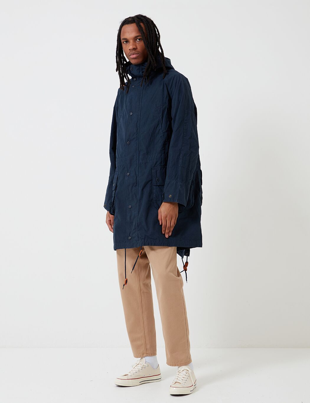 barbour navy parka