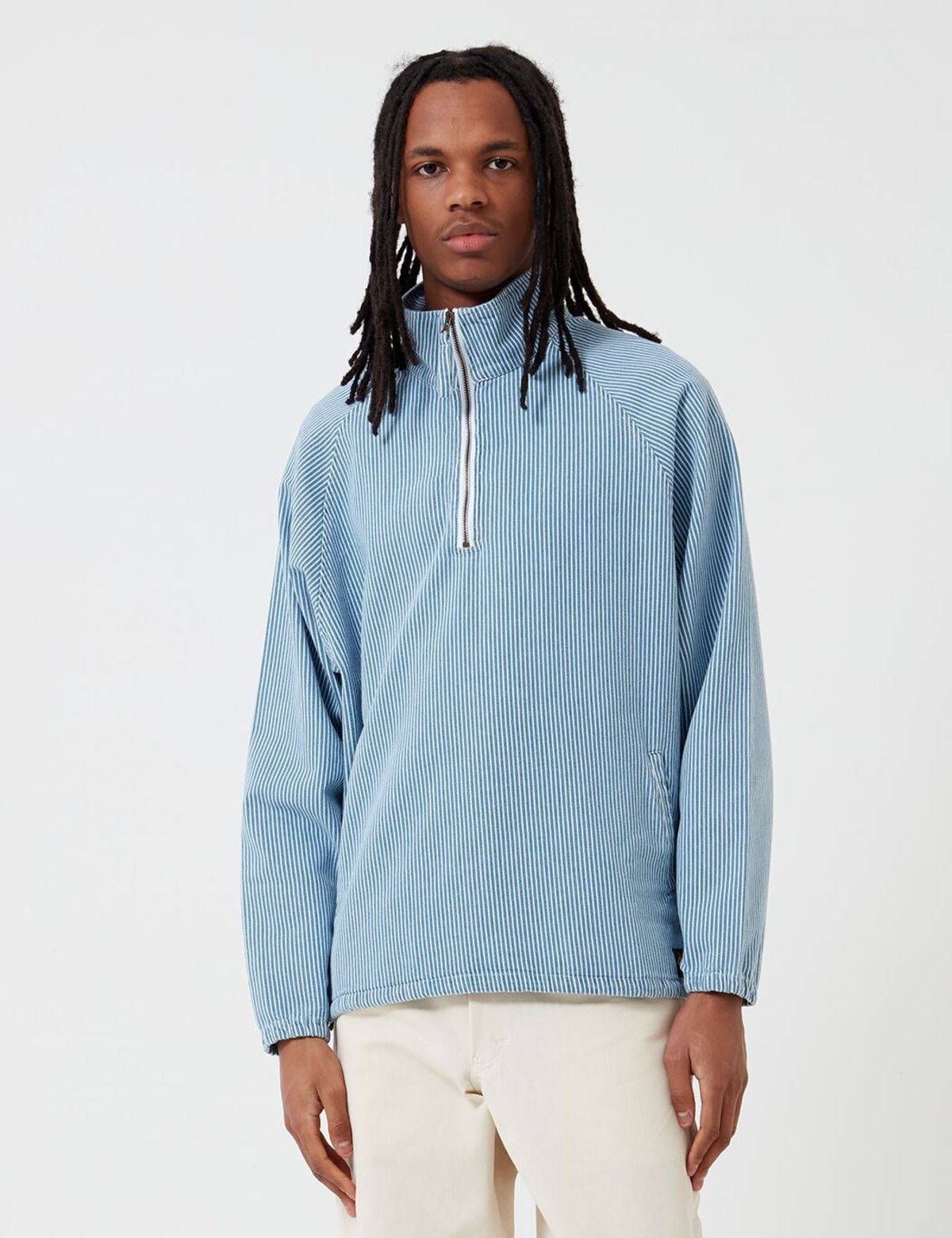 Stan Ray 1/4 Zip Pop Smock Jacket - Bleached Hickory | Garmentory