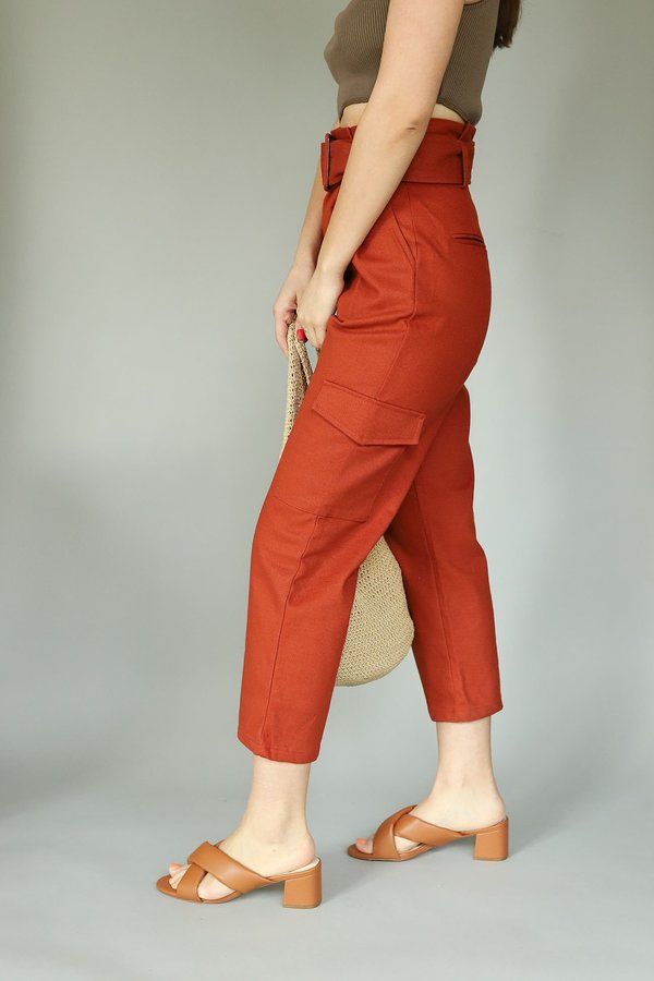 Glamorous Twill Belted Trousers - Rust Glamorous Twill Belted Trousers - Rust