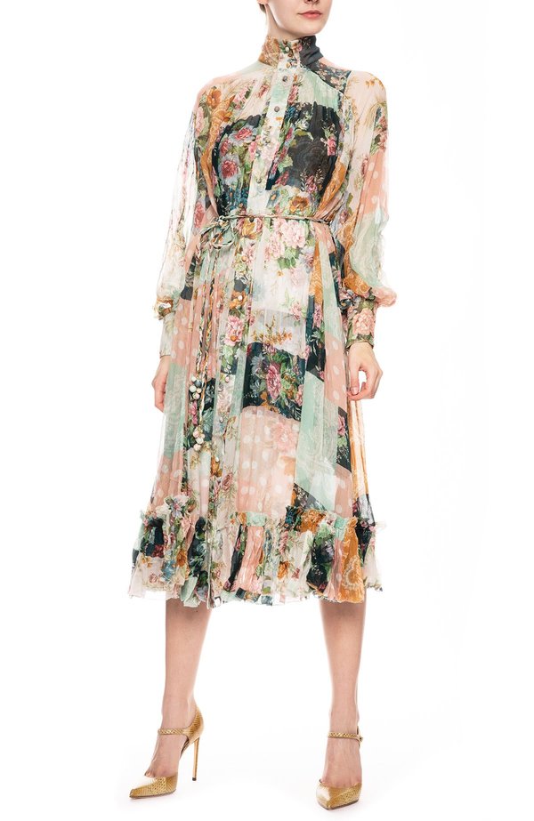 patchwork midi dress