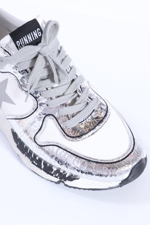 Golden Goose Running Sole Sneakers White Silver Garmentory
