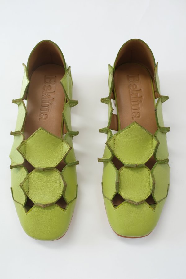 Beklina Square Pieced Flats - Lime Beklina Square Pieced Flats - Lime