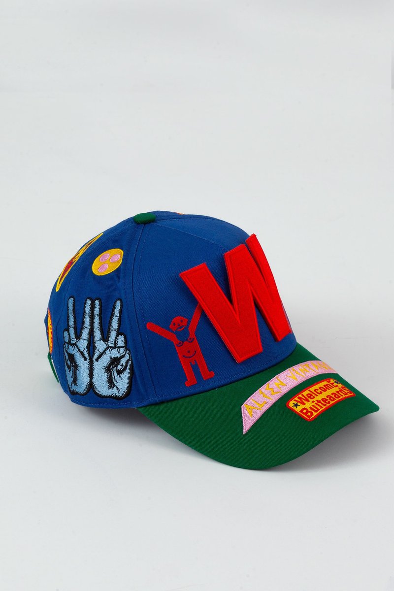 独創的 Walter Van Beirendonck WitblitZ Cap - Blue/Green | Garmentory カチューシャ・被り物・帽子
