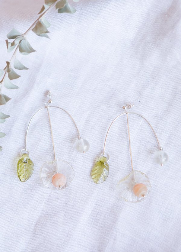 Cled Floral Cluster Earrings - Sterling Silver Cled Floral Cluster Earrings - Sterling Silver