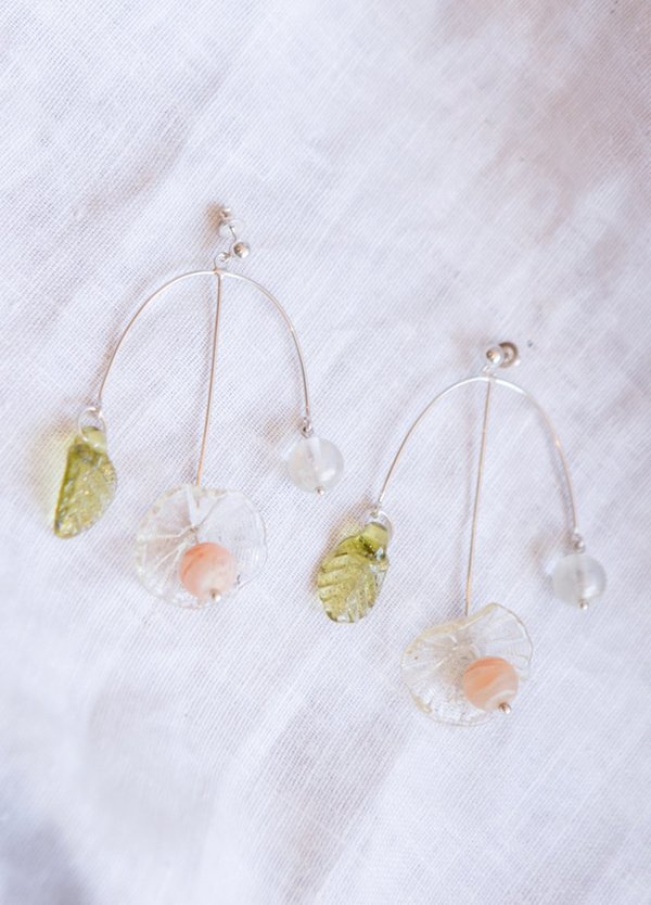 Cled Floral Cluster Earrings - Sterling Silver Cled Floral Cluster Earrings - Sterling Silver