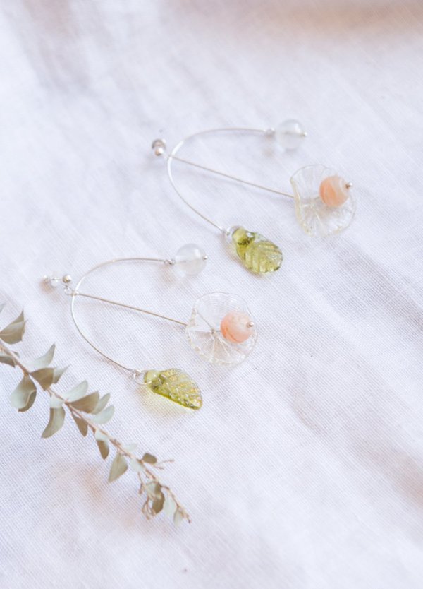 Cled Floral Cluster Earrings - Sterling Silver Cled Floral Cluster Earrings - Sterling Silver