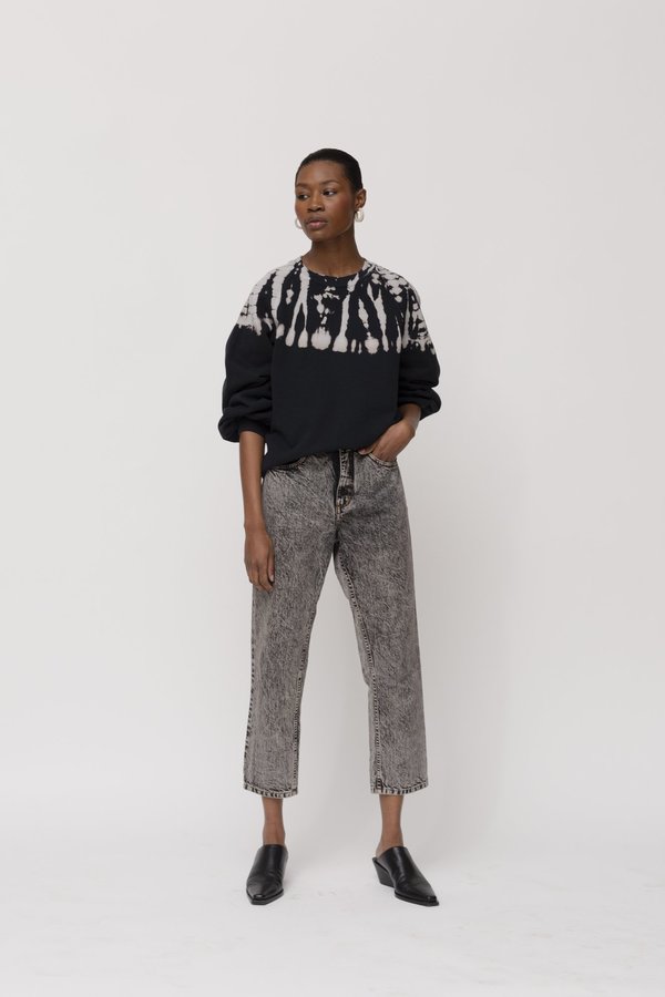 Raquel Allegra Balloon Sleeve Sweatshirt Black Tie-Dye Garmentory - Main Image